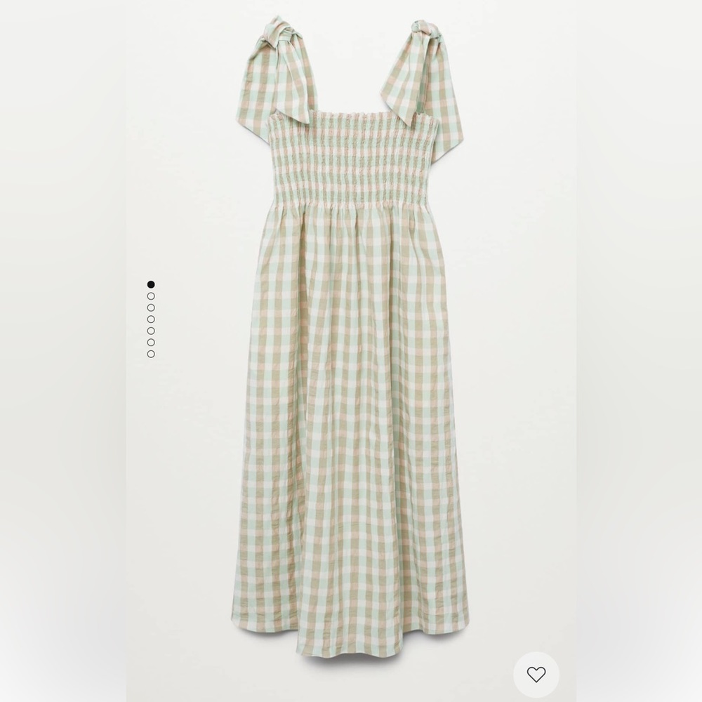 Mango Green and Cream Checkered Midi Dress - Picture 2 of 9